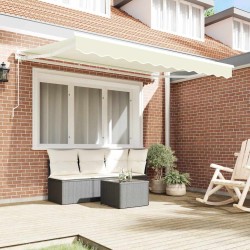 Cadre d'auvent Crème 250 x 200 cm Polyester avec revêtement PU 516199516199