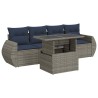 Salon de jardin 5 pcs avec coussins gris résine tressée acacia 516211516211