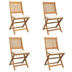 Chaise pliante avec coussin 4 pcs Blanc 49 x 57.5 x 92cm 516227516227