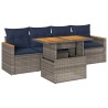 Salon de jardin 5 pcs avec coussins gris résine tressée 516242516242