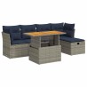 Salon de jardin avec coussins 6 pcs gris résine tressée acacia 516246516246