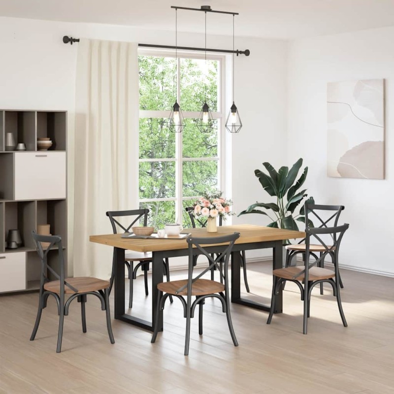 Table à manger NOAIN pieds en forme de U 180x90x75cm massif pin 516247516247