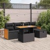 Salon de jardin 6 pcs avec coussins noir résine tressée 516248516248