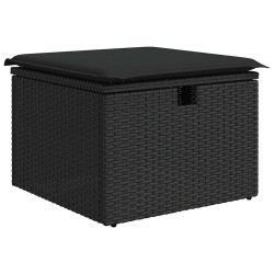 Salon de jardin 6 pcs avec coussins noir résine tressée 516248516248