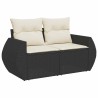Salon de jardin 6 pcs avec coussins noir résine tressée acacia 516249516249