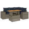 Salon de jardin 5 pcs avec coussins gris résine tressée 516253516253