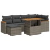 Salon de jardin avec coussins 7 pcs gris résine tressée acacia 516254516254