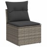 Salon de jardin avec coussins 7 pcs gris résine tressée acacia 516254516254