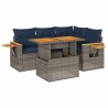Salon de jardin 5 pcs avec coussins gris résine tressée acacia 516257516257