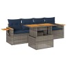 Salon de jardin 5 pcs avec coussins gris résine tressée 516258516258