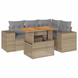 Salon de jardin avec coussins 5 pcs beige résine tressée 516260516260