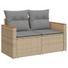 Salon de jardin 6 pcs avec coussins beige résine tressée acacia 516262516262