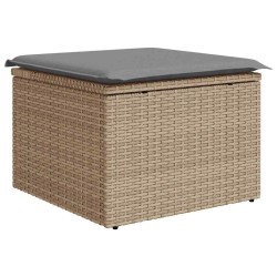 Salon de jardin 6 pcs avec coussins beige résine tressée acacia 516262516262