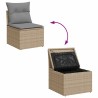 Salon de jardin 6 pcs avec coussins beige résine tressée acacia 516263516263