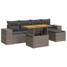 Salon de jardin 6 pcs avec coussins gris résine tressée 516264516264