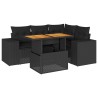 Salon de jardin 5 pcs avec coussins noir résine tressée 516265516265
