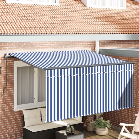 Auvent Rétractable Bleu et Blanc 300 x 200 cm 516273516273