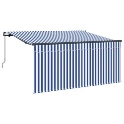 Auvent Rétractable Bleu et Blanc 300 x 200 cm 516273516273