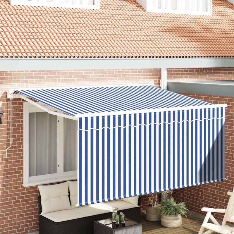 Auvent Rétractable Bleu et Blanc 300 x 200 cm 516274516274