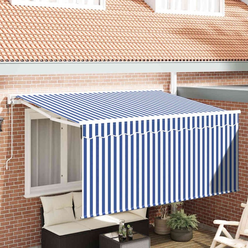 Auvent Rétractable Bleu et Blanc 300 x 200 cm 516275516275