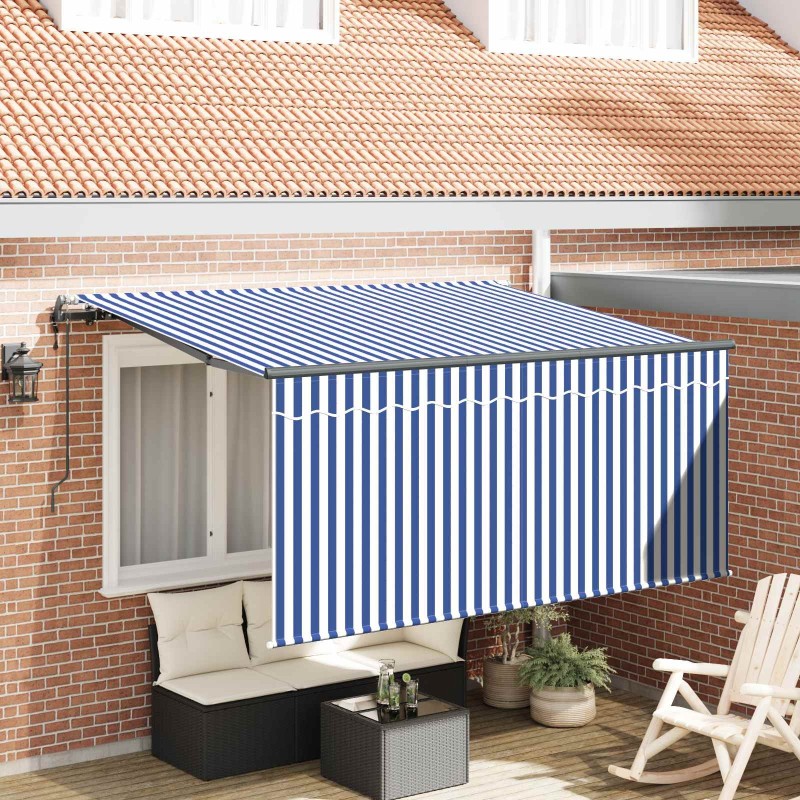 Auvent Rétractable Bleu et Blanc 300 x 200 cm 516279516279