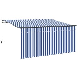 Auvent Rétractable Bleu et Blanc 300 x 200 cm 516279516279