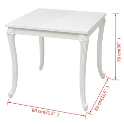 Table à manger 80x80x76 cm blanc brillant 516348516348