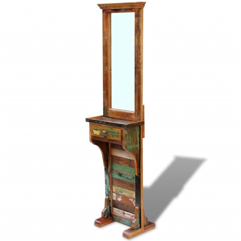 Miroir de couloir bois de récupération massif 47x23x180 cm 516351516351