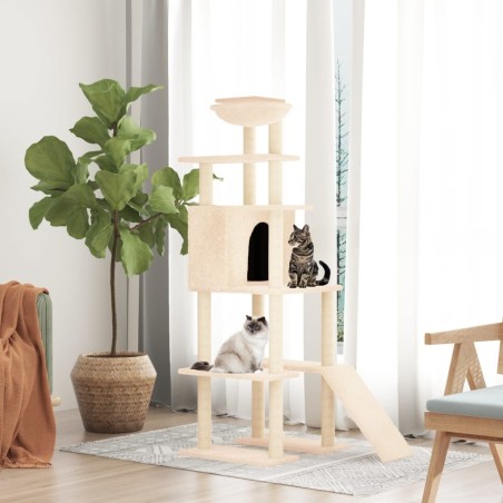Arbre à chat avec griffoirs en sisal Crème 166 cm 516366516366