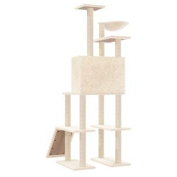 Arbre à chat avec griffoirs en sisal Crème 166 cm 516366516366
