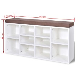 Banc de rangement à chaussures 10 compartiments Blanc 516478516478