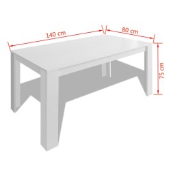 Table à manger 140x80x75 cm blanc 516483516483
