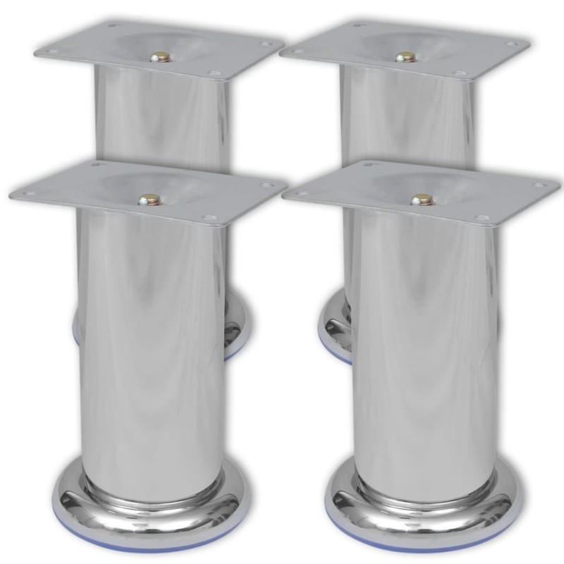 4 pieds ronds de canapé en Nickel brossé 120 mm 516484516484