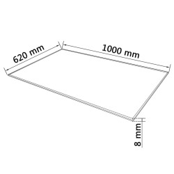 Dessus de table rectangulaire en verre trempé 1000 x 620 mm 516501516501