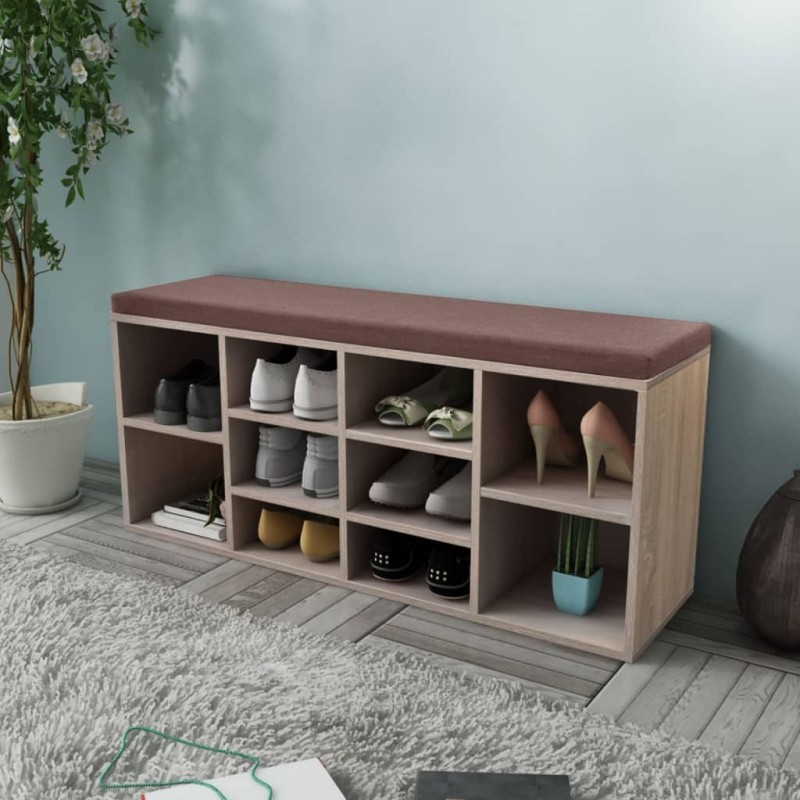 Banc de rangement à chaussures 10 compartiments Couleur chêne 516515516515