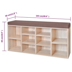 Banc de rangement à chaussures 10 compartiments Couleur chêne 516515516515