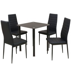 Ensemble table et chaise de salle à manger 5 pièces noir 516518516518