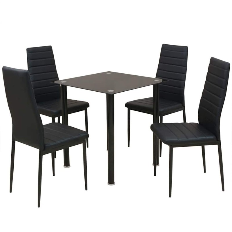 Ensemble table et chaise de salle à manger 5 pièces noir 516518516518