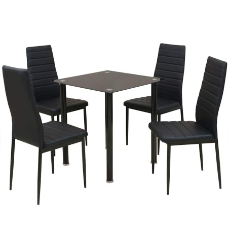 Ensemble table et chaise de salle à manger 5 pièces noir 516518516518