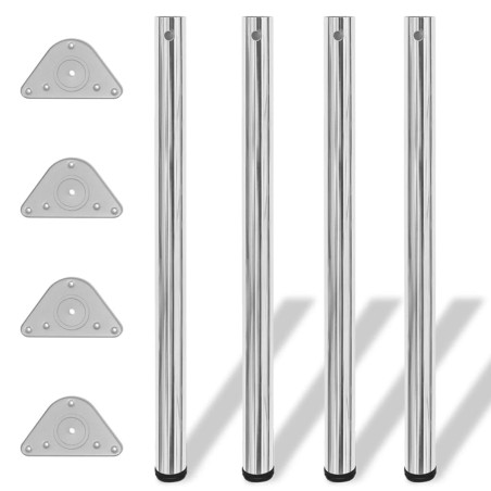 4 pieds de table réglables en hauteur 870 mm Chromé 516523516523