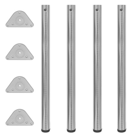 4 pieds de table réglables en hauteur 870 mm Nickel brossé 516526516526