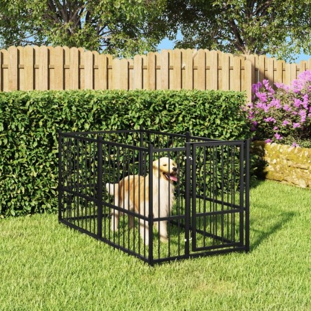 Chenil pour chien Noir 193,5x97x100 cm Acier 516560516560
