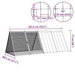 Cage pour lapin Anthracite 201,5x80,5x71 cm Acier galvanisé 516568516568
