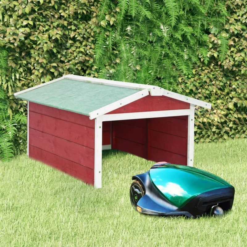 Garage de tondeuse à gazon 72x87x50 cm Rouge et blanc Sapin 516577516577