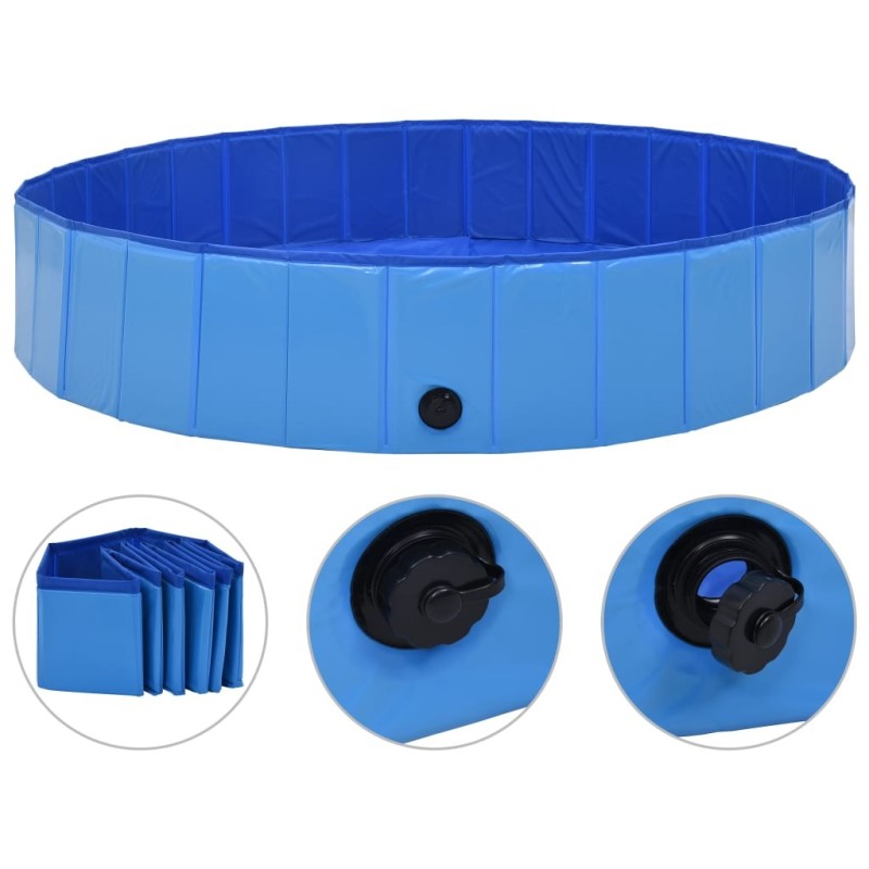 Piscine pliable pour chiens Bleu 160x30 cm PVC 516578516578