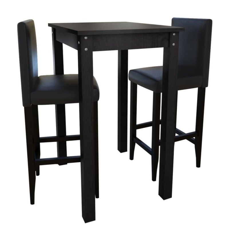 Set de 1 table de bar et 2 tabourets noir 516704516704