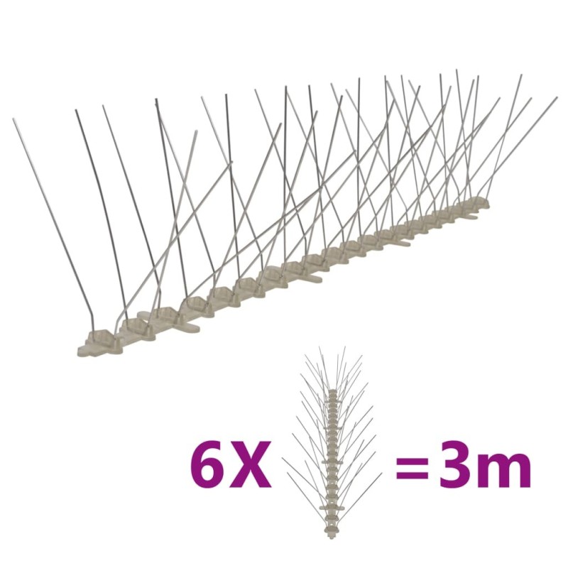 Ensemble de 6 pointes à 4 rangées contre oiseaux Plastique 3 m 516715516715