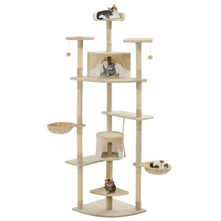Arbre à chat avec griffoirs en sisal 203 cm Beige et Blanc 516731516731