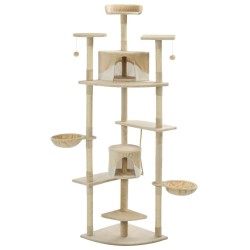 Arbre à chat avec griffoirs en sisal 203 cm Beige et Blanc 516731516731