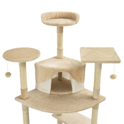 Arbre à chat avec griffoirs en sisal 203 cm Beige et Blanc 516731516731